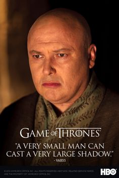 the poster for game of thrones shows a bald man with a scarf around his neck