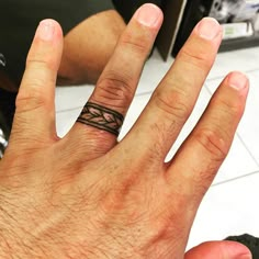 a man's hand with a ring on it