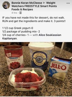 the ingredients to make an ice cream sundae