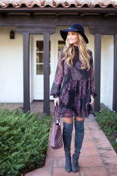 Winter Orange, Moda Hippie, Outfits Dressy, Estilo Country, Boutique Fashion, Printed Dress, Fall Winter Outfits, Orange County, Dress With Boots