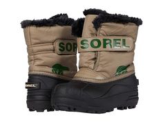 SOREL Kids Snow Commandertm (Toddler/Little Kid) - Kids Shoes : Khaki II : The cozy SOREL Kids Snow Commander is sure to keep up with their snow-time playtime! The waterproof snow boots are crafted in a synthetic textile upper with a seam-sealed PU membrane to keep wet elements out. Insulated boot features a protective rounded-toe, adjustable hook-and-loop strap, and a plush fleece lining. Constructed with a cushioned footed and a lugged rubber outsole. Imported. Measurements: Heel Height: 1 in Snow Time, North Face Kids, Insulated Boots, Waterproof Snow Boots, Free Kids, Keep Up, Snow Boots, Big Kids