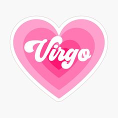 a heart shaped sticker with the word virgo on it