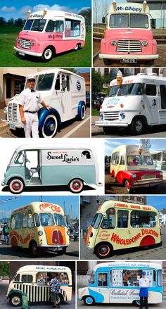 many different types of food trucks parked next to each other