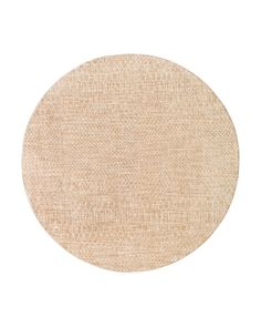 a round rug that is beige and has no pattern on the bottom, with a white background