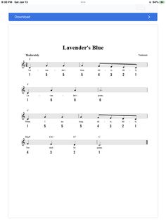 a sheet music page with the words lavender's blue written in black and white