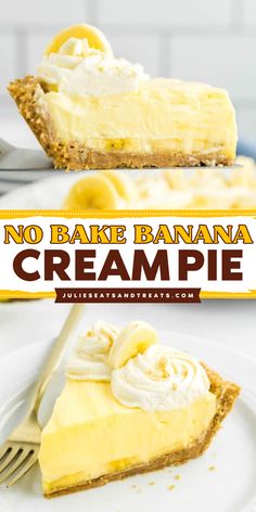 Do you like bananas and pies? Let's turn your fresh banana into a light and fluffy banana cream pie! This delicious summer dessert is a no-bake treat. An easy summer and spring recipe for a fun dessert! Save this tasty pie recipe. Easy Banana Pie Recipe, Best Banana Pie Recipe, Easy Banana Pudding Pie, Banana Cream Pie Filling Recipes, Easy Dessert Pie Recipes, Simple Pies Recipe, Simple Banana Dessert Recipes, Desserts With Bananas Easy, Easy Cream Pies