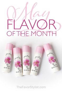 Do you have lip balm in your pocket, purse, bedside table, and desk drawer? Looking for more lip balm flavors (like this seasonal favorite) or some cute lip balms for party favors? See our flavors! You can never have too many lip balms. #favors #peachblossom #lipbalm Lip Balm Flavors, Lip Balm Tubes, Desk Drawer