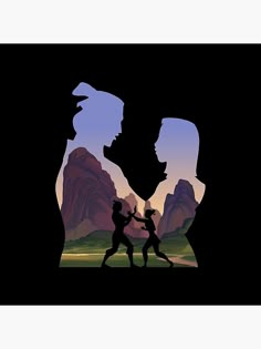 the silhouettes of two people holding each other