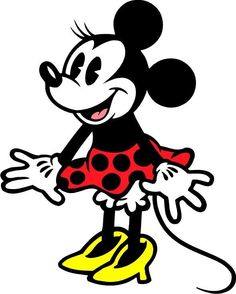 a cartoon mickey mouse with red and black polka dots