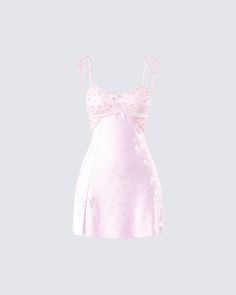 Very demure… very cutesy 🎀 Made from jacquard fabric and embroidered mesh, this pink mini slip dress is complete with a satin ribbon and lace trim for a look that will bring out your sweet side in all the best ways possible 😌 Light Pink Clothing, Mini Spring Dress, Jujutsu Kaisen Clothes, Silk Slip Dress Outfit, Galentine's Outfits, Nye Fits, Crush Outfits, Baby Pink Mini Dress, Werewolf Oc