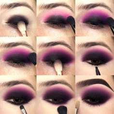 Maquillage Goth, Goth Makeup Tutorial, Goth Eye Makeup, Purple Eye Makeup, Fest Outfits, Makeup Tutorial Eyeshadow, Smink Inspiration, Eye Makeup Steps