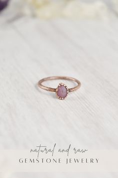 Your raw gemstone ring collection is not complete without a raw pink sapphire ring. Handmade with healing crystals and natural stones, this copper jewelry awakens the wild woman. The raw sapphire jewelry is made with electroformed copper, making each piece unique and one of a kind, just like you. Embrace your intuitive nature and click through to see more raw gemstone jewelry!