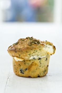 a muffin that is sitting on a table