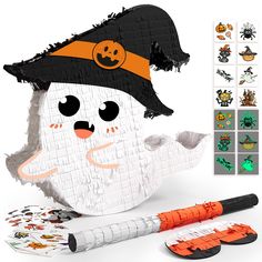 a paper craft kit with an image of a halloween snowman