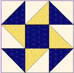 a blue and yellow quilt block