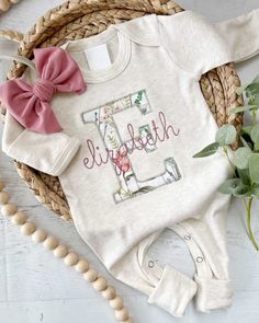 Personalized Baby Girl Romper, Vintage Blush Floral Baby Outfits With – BabiChic Cute Cream Onesie For Loungewear, Personalized Fitted Cute Onesie, Customizable Cute Pink Onesie, Personalized Fitted Pink Onesie, Pink Cotton Onesie As A Gift, Pink Cotton Onesie For Gift, Pink Cotton Onesie As Gift, Cute Pink Onesie With Name Print, Personalized Cotton Onesie For Loungewear