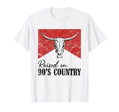 PRICES MAY VARY. Funny Retro Raised On 90's Country Music Vintage Southern Western Cowgirl Cowboy Bull Skull Shirts. Cowboy Boots, Hat, Music, Guitar, Blues. Great Gifts For Men Women Kids To Wear This To The Bar, Restaurant, Concert, Show, Party. Designed by 4Do Limited. Great gift for grandpa, grandma, dad, mom, sister, brother, son, daughter, aunt, uncle, wife, husband, friend. Check out my store to view more items with a similar designs style. Everybody can find something that represents the 90s Country Music, 90s Country, Cowgirl Cowboy, Gift For Grandpa, Skull Tee, Bull Skull, Vintage Skull, Bull Skulls, Great Gifts For Men