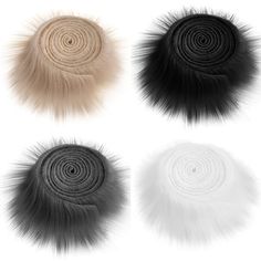 four different types of furs on a white background, each with an individual's hair