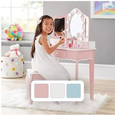 Member's Mark Vanity Set with Light - Sam's Club Vanity Set With Lights, Makeup Toys, Vanity With Mirror, Lighted Makeup Mirror, Trifold Mirror, Members Mark, Makeup Mirror With Lights, Touch Switch, Toddler Play