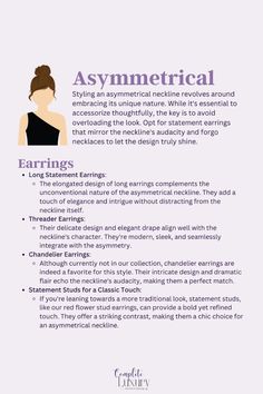 What Jewelry to Wear with Asymmetrical Neckline - click to get the full jewelry neckline guide! Asymmetrical Neckline Dress, Future Thinking, Random Products