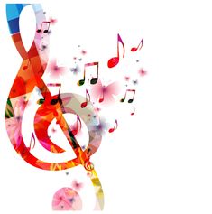 an abstract music note with musical notes and flowers on white background stock photo - 9579