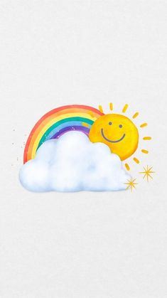 the sun and rainbow are in the sky