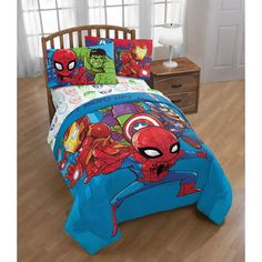 the avengers twin bedding set is on display