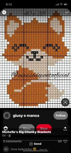 a cross stitch teddy bear is shown on an iphone screen with the text, guess mamos