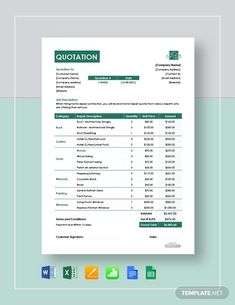 an invoice form with the words, quoteation and numbers on top of it