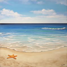 a painting of a starfish on the beach