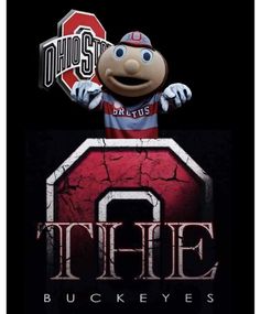 the mascot for the university of ohio football team is shown in front of a black background