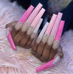 Baddie Nails Extra Long, Simple Xxl Nails, Xxl Long Nails, Xl Coffin Nail Ideas, Cardi B Nails Long, Xxl Nails Design, Extra Pink Nails, Pink Extra Nails, Long Extra Nails