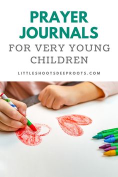 a child's drawing with colored crayons and the words prayer journals for very young children