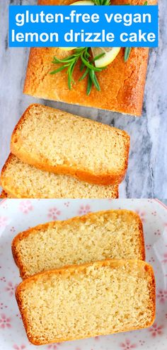 slices of gluten - free vegan lemon drizzle cake