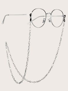 Plateado  Collar  Cobre  Cadena de gafas Embellished Emo Glasses, Emo Jewelry, Chains Aesthetic, Oval Glasses, Cool Glasses, Cute Glasses, نظارات شمسية, Sunglass Chain, Eyeglass Chain