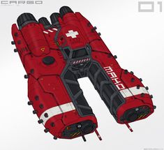 an image of a red sci - fi fighter ship