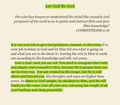 the text is written in green and white on a piece of paper that says let god be