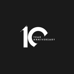 the 10th anniversary logo is shown in black and white