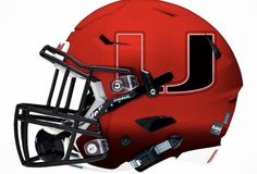 a football helmet with the letter u on it