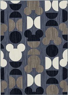 an area rug with mickey mouse design on the front and back of it in various colors