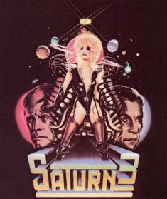 the movie poster for saturn's starring role in science fiction, with an image of a woman and two men