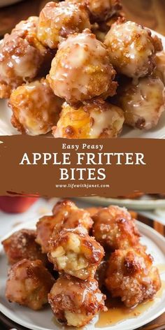 These Apple Fritter Bites are downright addictive little bites of doughy, apple-studded bliss that you won't be able to stop munching on. Apple Fritter Bites, Easy Apple Fritters Recipe, Apple Bites Recipe, Baked Apple Fritters, Apple Bite, Apple Dessert Recipes