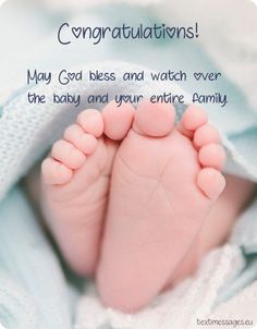 a baby's feet with the caption congratulationss