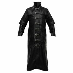 LEO LEATHER- A HUB FOR LEATHER PRODUCTS!!! Mens Pure Black Leather Steampunk Trench Coat Duster Matrix Hugh Jackman Coat Features: Brand- TEAM LEO All Sizes Available- XS - S - M - L - XL - 2XL - 3XL-4XL All Colors Available- Contact Us For Colors. Material: 100% REAL LEATHER This is not the Original Celebrity outfit but a REMAKE & will be made with 100% GENUINE LEATHER. Any Import Duties Will be paid by buyer. Buy With Confidence as we have 100% MONEY BACK/REFUND  POLICY !!! THANK YOU !!! Punk Style Buttoned Outerwear For Costume, Punk Style Costume Outerwear With Buttons, Alternative Long Coat For Costume, Steampunk Long Coat For Halloween, Punk Style Outerwear With Buttons For Cosplay, Fitted Leather Outerwear For Alternative Fashion, Cosplay Long Coat With Buttons, Black Gothic Leather Outerwear, Vintage Long Coat For Halloween