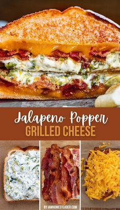 jalapeno popperon grilled cheese sandwich with bacon and melted cheese