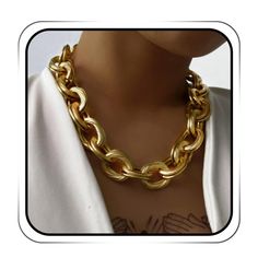 PRICES MAY VARY. Chunky necklace is made of alloy. Keep color and not fade. Cuban link necklace chain is about 16.1 IN/41 CM with 2.1 IN/7 CM extender chain. Color: Gold Gold necklaces with double O links design, you look really fashion with it, fits for men and women on any occasion. Chunky choker chain is good for all ladies. It is a perfect gift for your friend, mom, sisters, wife, grandmother, friends. Keep away from chemicals, high temperature, bath, water, crash to avoid any damage, please Big Chunky Necklaces, Bulky Necklaces, Chunky Choker Necklace, Choker Necklace Gold, Gold Cuban Link Chain, Chunky Choker, Cuban Link Necklace, Choker Chain, Cuban Link Chain Necklaces