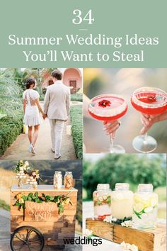 four different pictures with the words 34 summer wedding ideas you'll want to steal