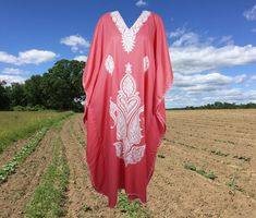 Summer Kaftan, Kimono Beach, Cotton Kaftan, Bohemian Maxi Dress, Pink Boho