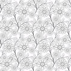 a black and white floral pattern with many flowers on the bottom half of the image