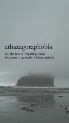 a book cover with an image of a rock in the ocean and text that reads, athazagorpphobiaia